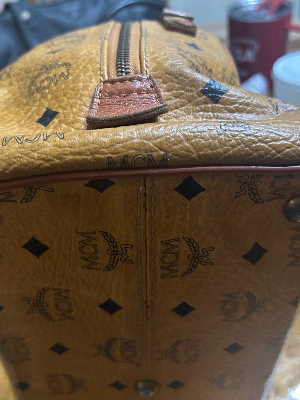 MCM Tan Visetos Monogram Satchel with Brown Handles 13x8x7 (read descript) - Picture 8 of 15